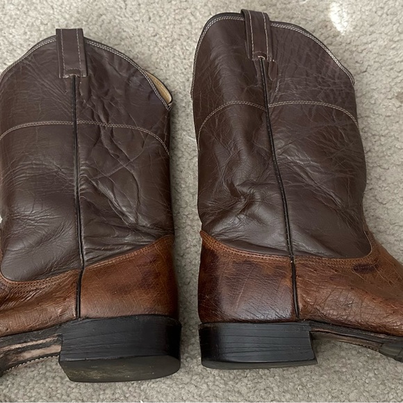 Nocona Cowboy Boots Mens 12B Exotic Full Quill Ostrich Brown - Picture 3 of 6
